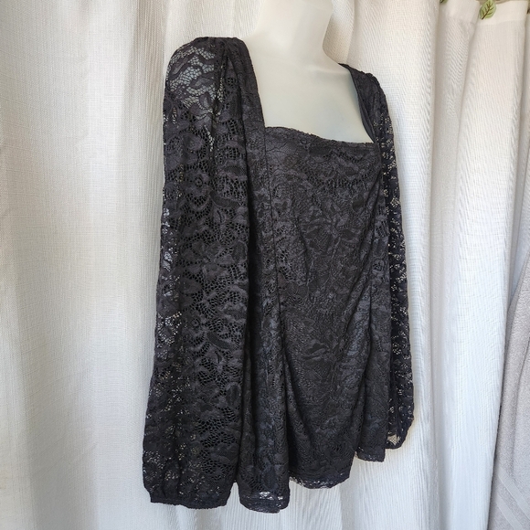 Torrid Black Lace Square Neck Long Sleeve Elegant Top Size 2X - Picture 6 of 9